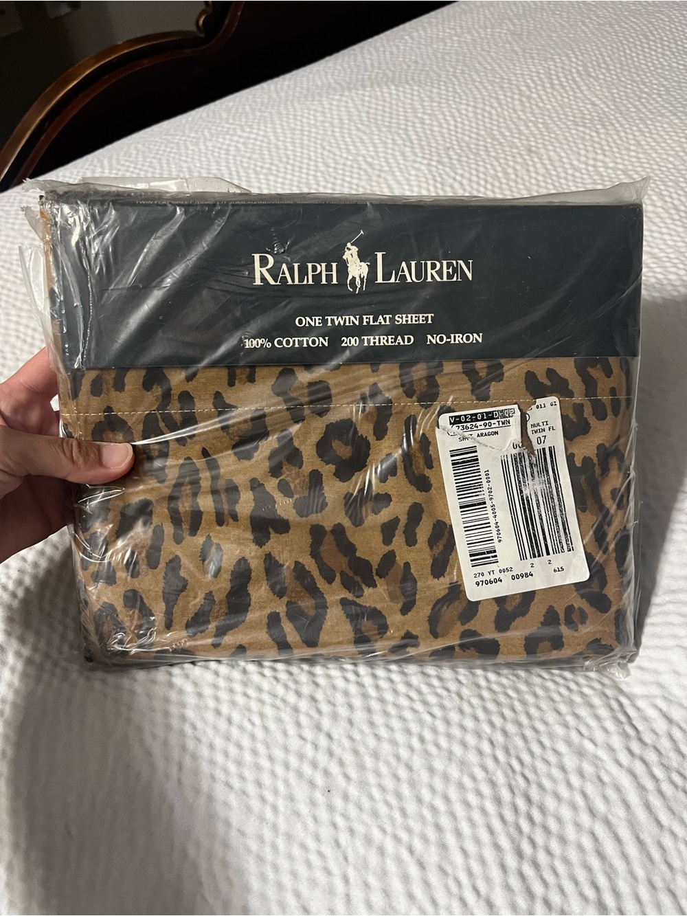 Ralph Lauren leopard print flat, twin sheet Midieval collection